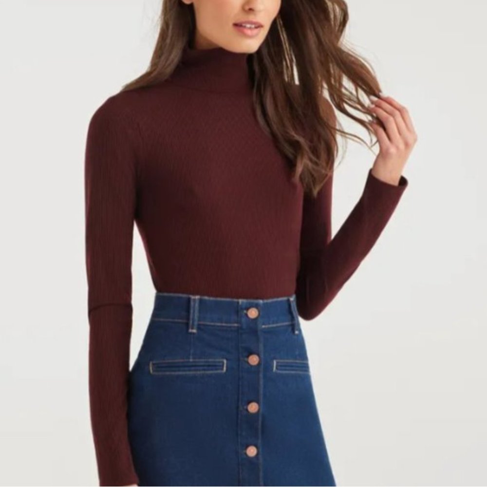Elegant Maroon Turtleneck Top